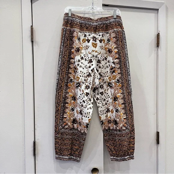 Anthropologie Floral Boho Linen Joggers Pants with Pockets Sz 14 - Picture 4 of 9